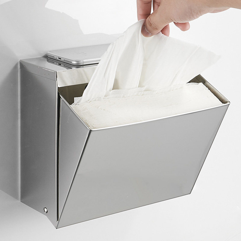 Toilet paper free of punch hanging wall case 304 stainless steel toilet paper towels Cardboard Box Dressing room Paper Box Square