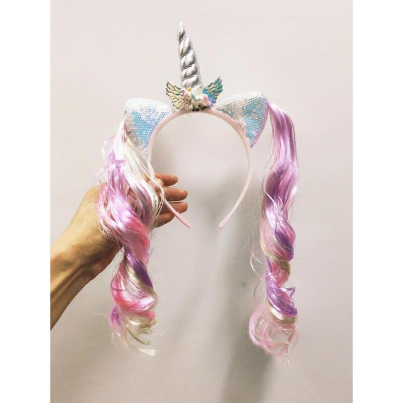 Adults and Children Rainbow Unicorn Angel Feather Wings Headband Dress up Elf Children's Day Stage Props