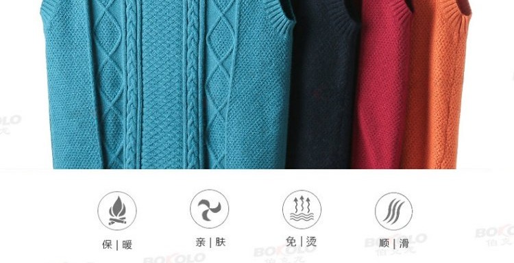 Áo len Berkron vest mùa thu đông kinh doanh áo len cổ chữ V vest trẻ trung ấm áp sợi cotton Slim áo len nam cổ lọ hàn quốc