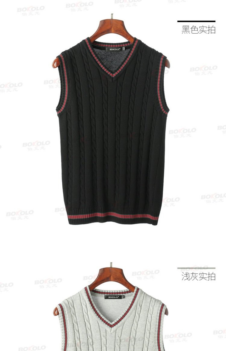 Áo len Berkron vest mùa thu đông cộng với áo len nhung cổ chữ V vest trẻ trung ấm áp sợi cotton vest nam đẹp