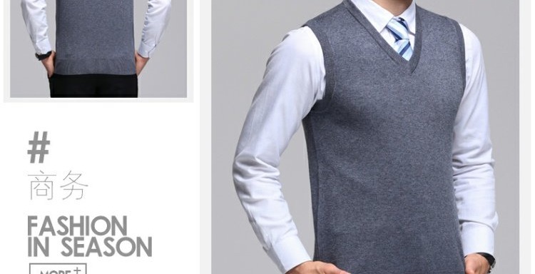 Áo len nam Berkron dày vest ấm áp áo len giản dị kinh doanh vest cổ chữ V màu kim phẳng áo len nam trung niên