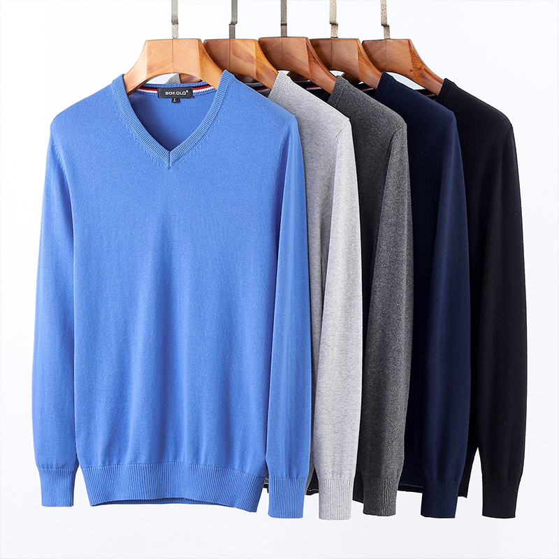 100% Cotton Thin Round V-Neck Sweater Men's Sweetheart Collar Knitwear Solid Color Long-Sleeve Close-Fitting T-Shirt Burke Long 100% Cotton Thin Round V-Neck Sweater Men's Sweetheart Collar Knitwear Solid Color Long-Sleeve Close-Fitting T-Shirt Burke Long