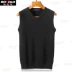 Berkron áo len nam cổ chữ V mỏng vest vest co giãn kinh doanh áo len không tay màu đơn sắc áo dệt kim tay ngắn Dệt kim Vest