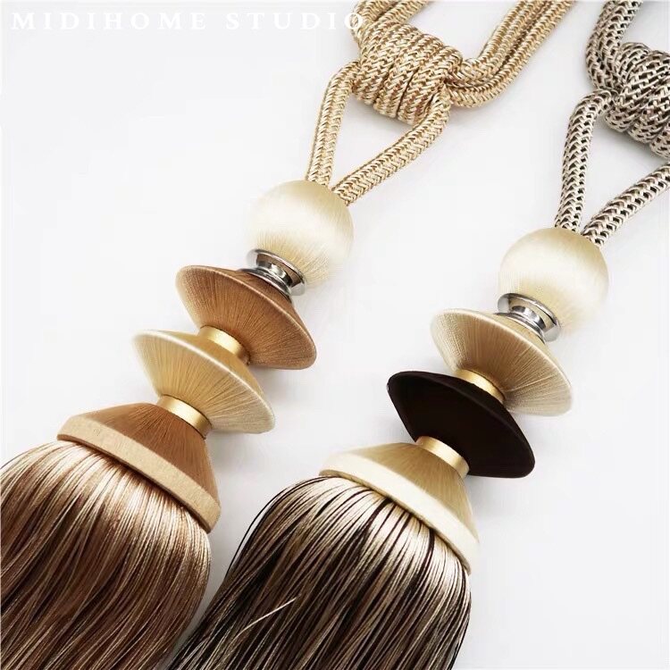 Minimalist lengthened bag Silk Curtains Strap Tie Rope Scion LIVING ROOM HANGING BALL MODERN OU-STYLE TRIPLE TALAQ BALL