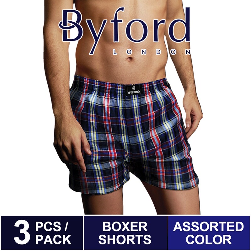 3-Pack Byford Loose-Fitting Cotton Boxer Briefs Shorts Sleepwear Boxer Shorts High-Waisted Men's