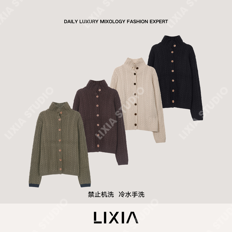 Lixia/Lixia【松间织】Lazy Style Retro Diamond-Shaped Cable Knit 100% Wool Knitwear-D20829 Lixia/Lixia【松间织】Lazy Style Retro Diamond-Shaped Cable Knit 100% Wool Knitwear-D20829