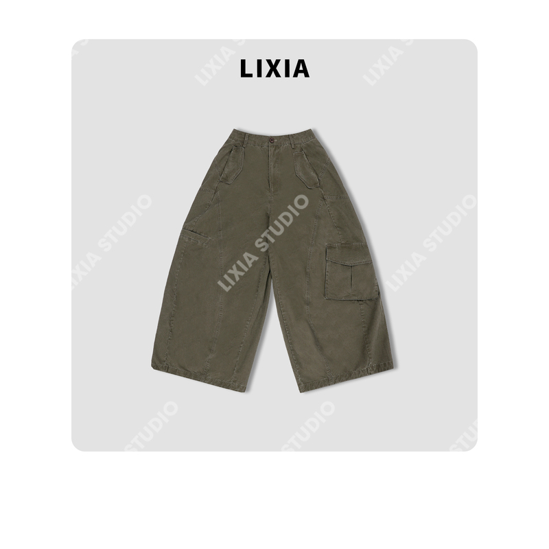 Lixia【Wizard of Oz】Summer Loose-Fitting Workwear-Style Street Wide-Leg Pants-D11665