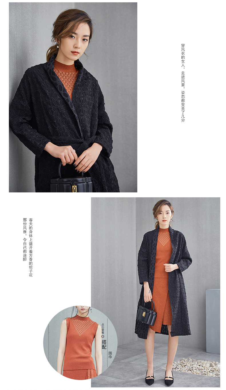 Ánh sáng mùa thu của phụ nữ mùa thu khí mới dài áo gió rộng áo khoác dài tay với phần mỏng - Trench Coat măng tô nữ