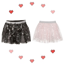 Personality Girls Skirt Joker Sequins Short Skirt Mid-Big Children Girls Stage Walk Skirt Autumn and Winter with base skirt