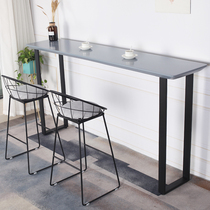 Milk tea shop Solid wood bar table and chair combination Bar table and chair High foot table Wall bar table Balcony narrow table Long table