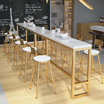 Nordic high-legged table Solid wood wall bar table and chair combination Long bar table and chair Commercial narrow table Window side table Balcony