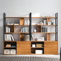 Nordic solid wood bookshelf bookcase American LOFT industrial wind Wrought iron shelf Floor-to-ceiling simple modern rack storage rack