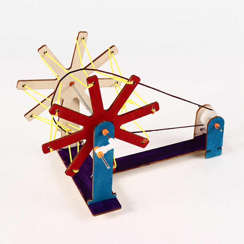 stem tech small production student handmade diy hand spinning line car experimental material creator education science teaching toy