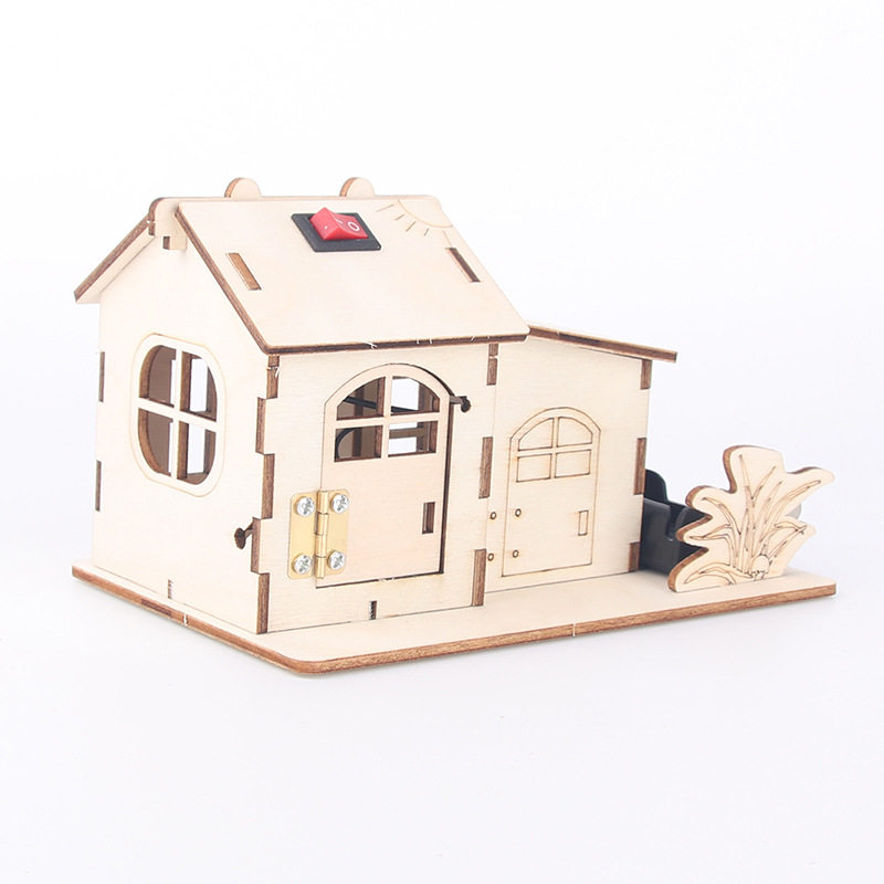 Children's assembled educational toys colorful luminous light house diy handmade solar small house technology small production