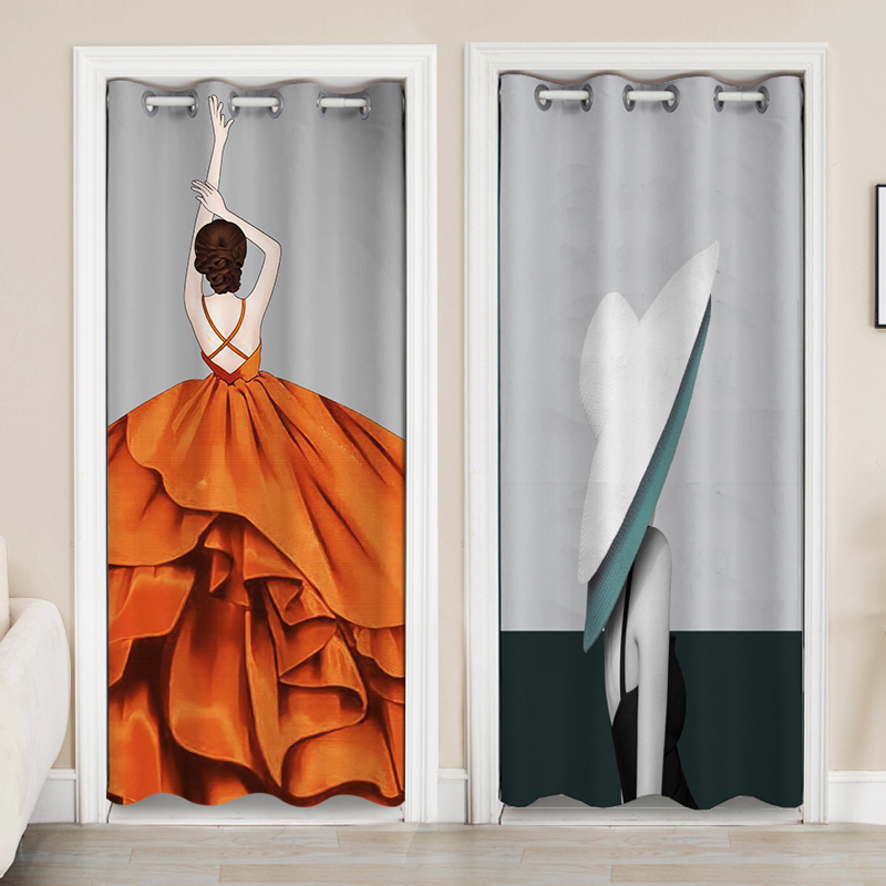 Modern wind Northern Europe light luxury decoration door curtain houseBedroom bathroom clothing store test clothes curtain without punch hole