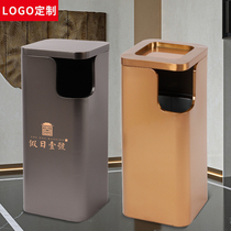 Hotel lobby stainless steel trash can vertical shopping mall elevator entrance hotel corridor lobby with ashtray leather box