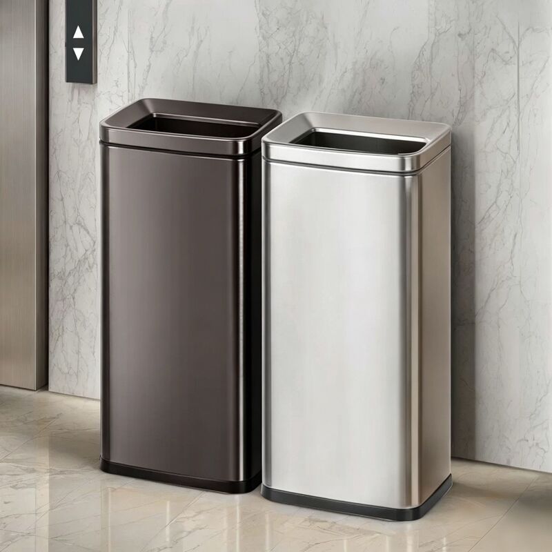 Commercial 30-Liter Square Trash Can, Stainless Steel, Lidless, Large Capacity, for Bathroom, Restroom, Large Hotel, Hand Towel Holder Commercial 30-Liter Square Trash Can, Stainless Steel, Lidless, Large Capacity, for Bathroom, Restroom, Large Hotel, Hand Towel Holder