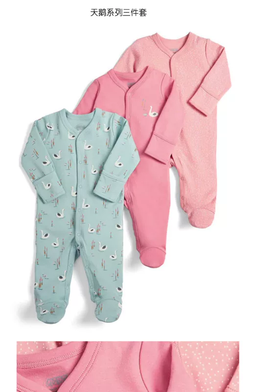 Spot Anh mama & papas baby jumpsuit cotton cho bé jumpsuit cotton hữu cơ romper 3 miếng - Áo liền quần