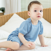 Norwegian Janus ultra-light wool summer mens and womens baby short-sleeved jumpsuit newborn triangle romper breathable thin