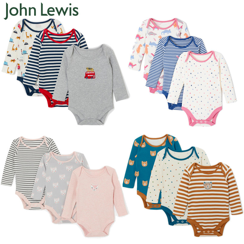 Spot British John Lewis spring and autumn baby cotton long-sleeved romper baby triangle romper bag fart romper