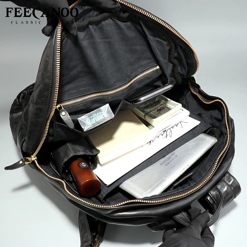 Ретро рюкзак, кожаный ноутбук для отдыха, вместительный и большой ранец, из натуральной кожи, в корейском стиле