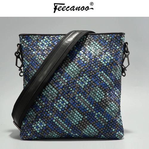 Камуфляжная плетеная сумка на одно плечо для документов, из натуральной кожи