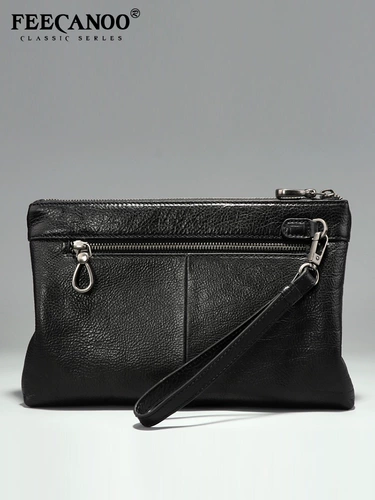 Сумка с петлей на руку, кожаная маленькая сумка клатч, барсетка, из натуральной кожи, в корейском стиле