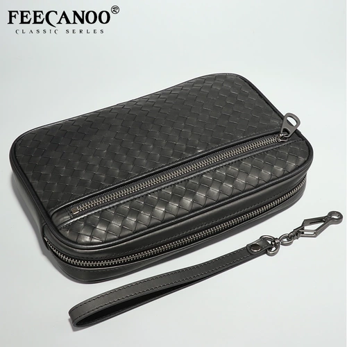 Сумка с петлей на руку, плетеная вместительная и большая маленькая сумка клатч, цепочка с молнией для отдыха, из натуральной кожи