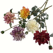 New European style retro Dahlia simulation flower high-end floral home decoration living room placed soft flower arrangement silk flower