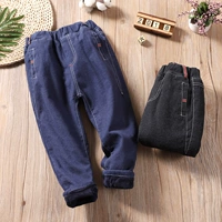 Quần bé trai cộng với nhung dày cho bé mùa đông 2018 mới to boy thu đông và quần jeans bé trai cộng quần nhung váy đầm trẻ em 13 tuổi