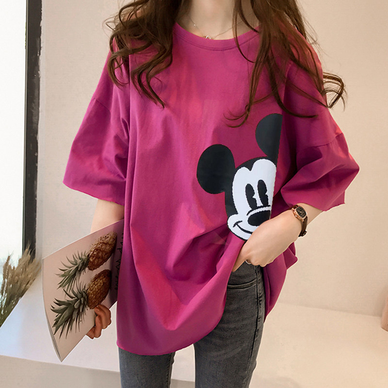 2020 Summer Clothing T-shirt Pregnancy Woman Dress New Korean Version Women's Boomer Fashion blouse Summer medium Long version loose with large size T