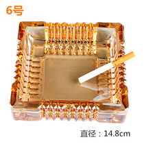  European style creative amber transparent large crystal glass ashtray Gold KTV square ashtray round