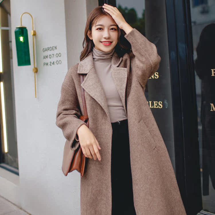 2018 mùa đông mới áo hai mặt cashmere nữ alpaca nhung Alba thẻ len dài áo khoác nữ thủy triều mẫu áo dạ đẹp 2021