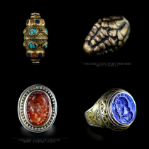 Naxi picks up bronze beads Qing Dynasty bronze tires inlaid with organic gemstones Buddha beads ring Afghanistan inlaid with gems