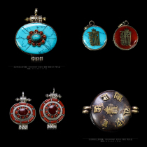 Tibetan silver Gabu box inlaid with gems Nepal can hold nectar relics Tibetan Buddhist antiques