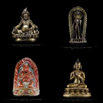 Naxis pick-up Buddha statue bronze gold gold God Maitreya Buddha two arms big black sky wipe big day Tathagami Buddha