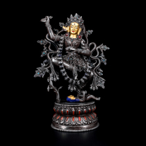 Naxi collection of Vajrayana Mother Nepal sterling silver inlaid old Buddha statue antique antique collection