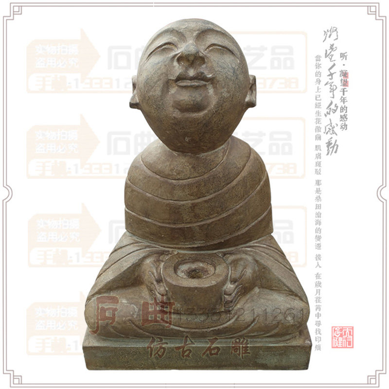 Antique stone carving candlestick, small sand statue, blue stone, white