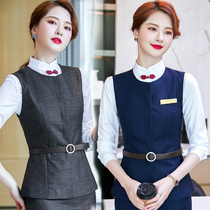 Professional suit vest beautician catering waiter work clothes hotel stewardess uniform tooling horse clip set female