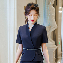 High-end Womens Dress Suit Big gold Six Fookeepers Work clothes Blue Jewelry Gold Shop Beauty Division Professional summer