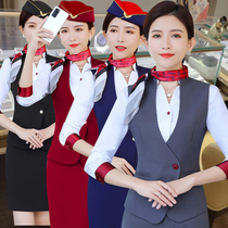 Flight attendant uniform female professional temperament suit suit three-piece set sales department property hotel front desk work clothes high end