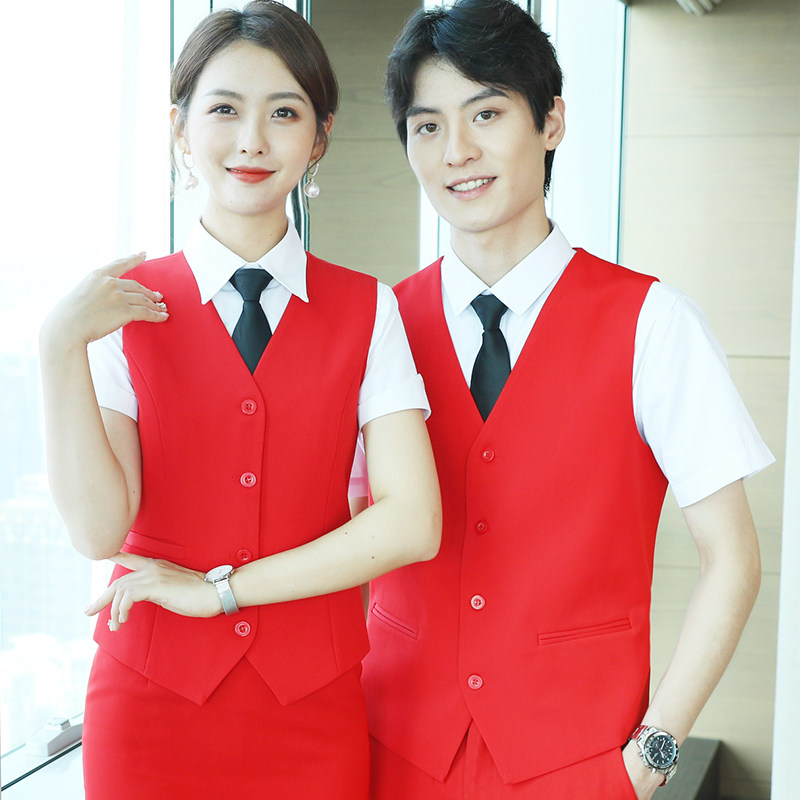 New career Machia suit big red men and women with the same hotel guesthouse clubhouse group perform festive work clothes