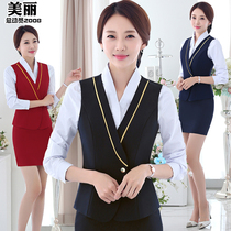  One button 2021 spring vest suit fashion golden yellow bright edge stewardess uniform KTV jewelry store overalls