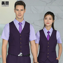  2021 summer thin vest men and women with the same overalls dark purple vest hotel career suit interview formal dress