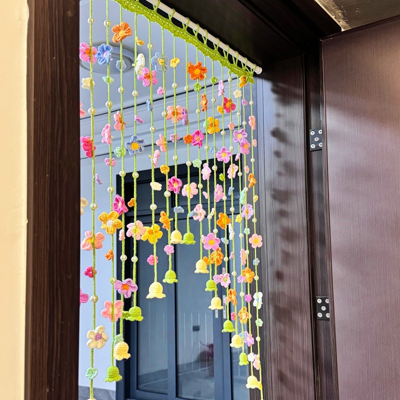 Flower Door Curtain, Finished Lily of the Valley Curtain, Balcony Bedroom Decoration, Room Arrangement, Knitted Handmade DIY Material Kit