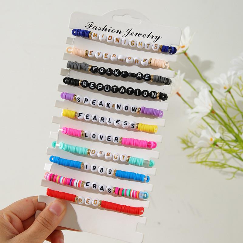 Swift Friendship Bracelet Tour Soft Clay Letters European and American Color Personalized Stars Douyin Retro Taylor Swift