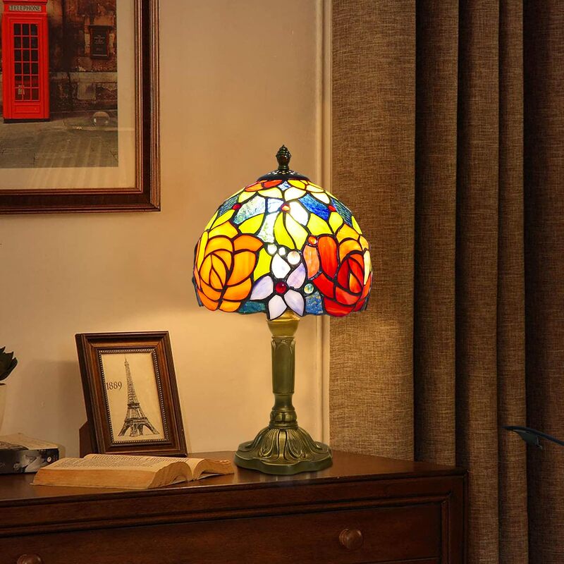European-Style Tiffany Colored Art Glass, Simple Modern Mediterranean Bedroom Living Room Bedside Warm Creative Handmade
