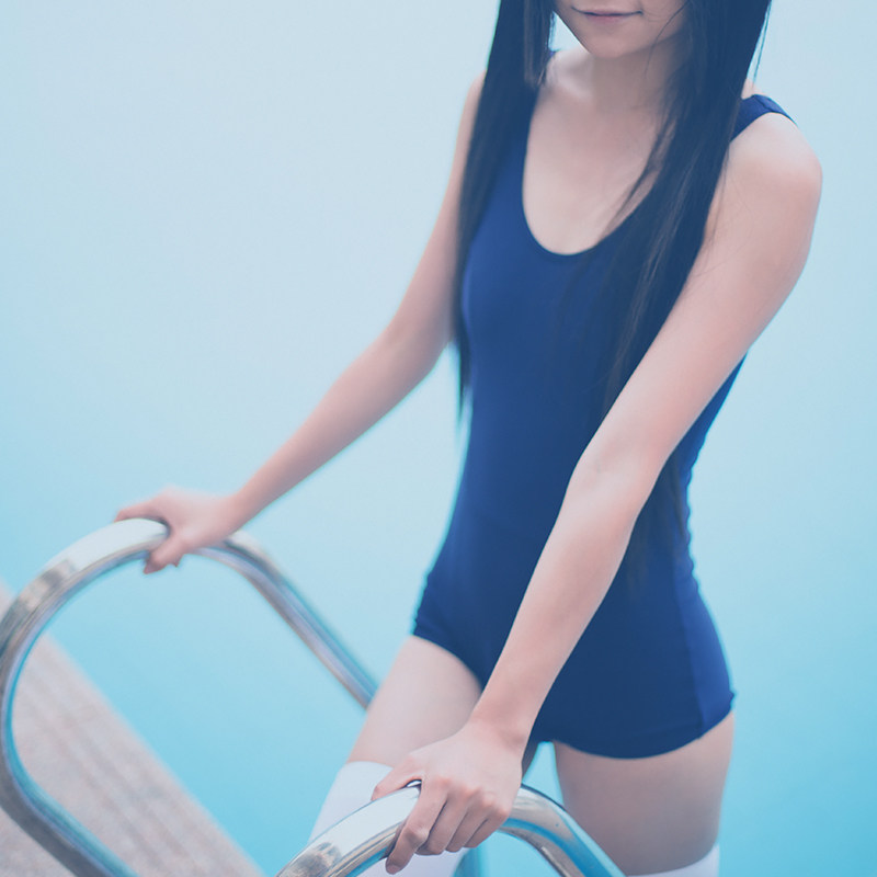 1 piece student dead library water sukー ル Mizuki Japanese school swimsuit fixed chest pad Dark blue swimsuit