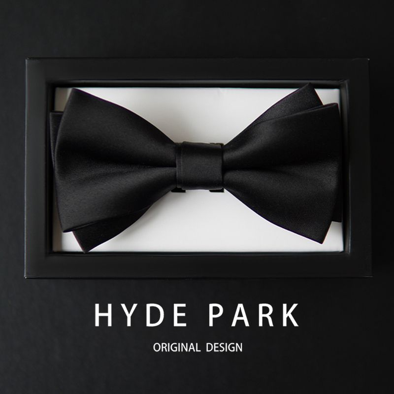 Hyde Park's "Black" Soft Light High-End Black Bow Tie for Groomsmen and Best Men, Wedding Men's Suit Accessory