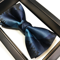 Hyde Park bridegroom's wedding black navy blue fashion suit upscale bow men's bow tie